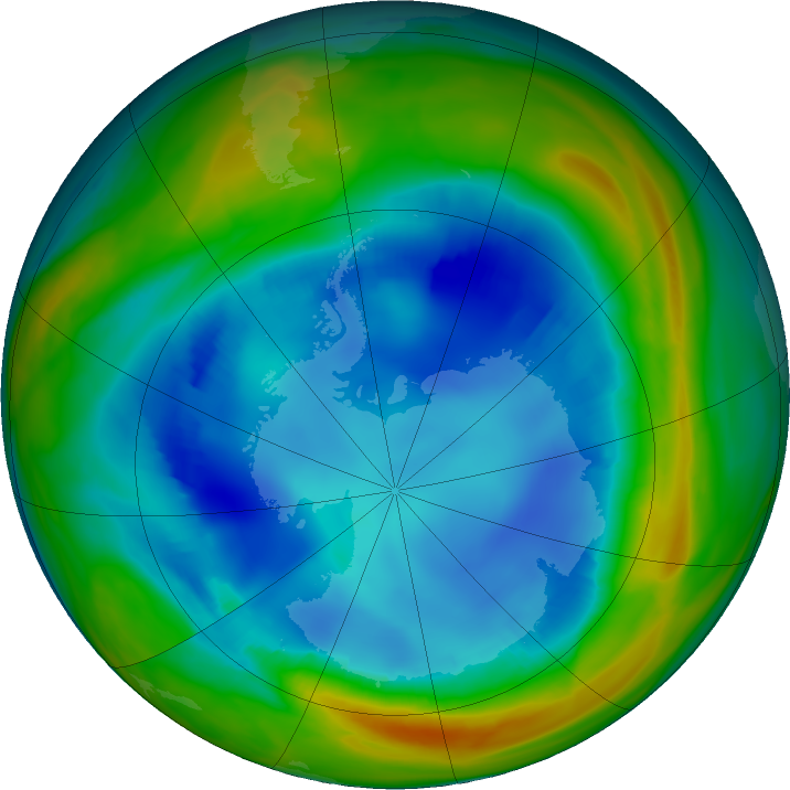 Antarctic ozone map for 10 August 2023